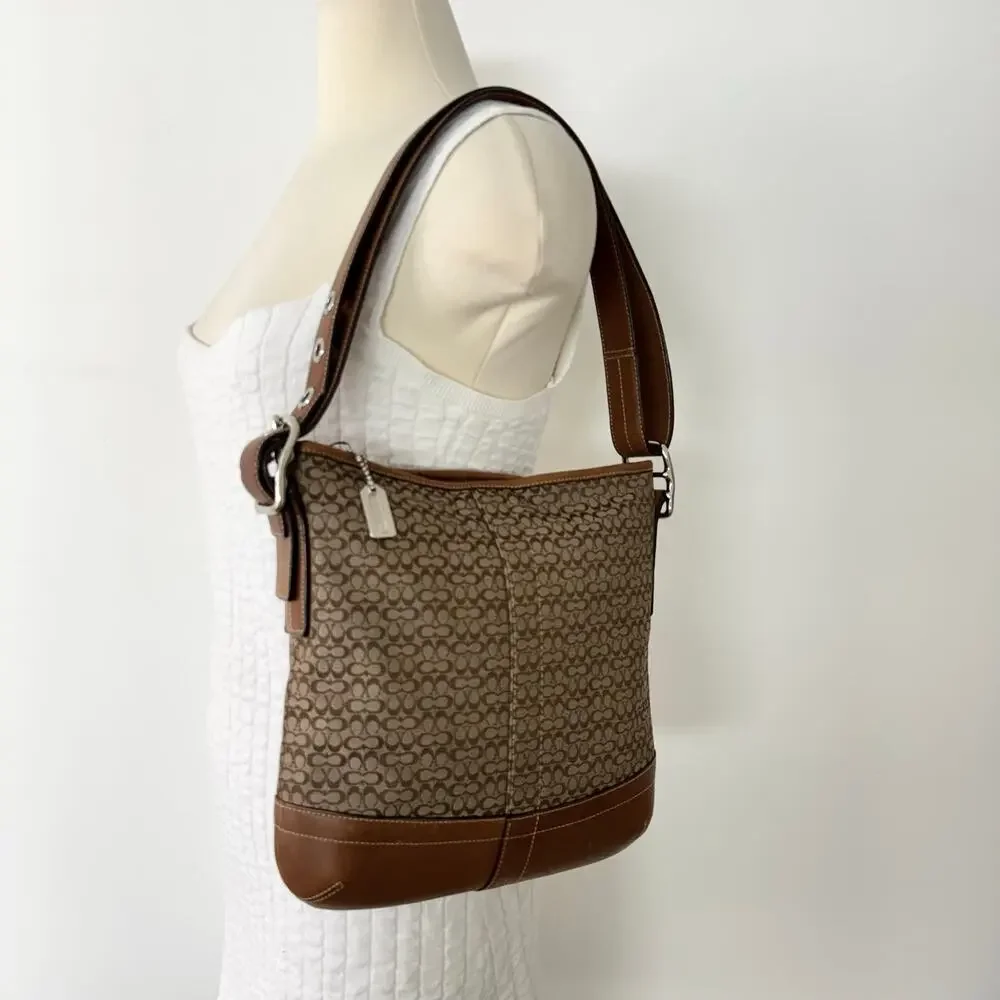 Coach Signature Canvas Crossbody Convertible Shoulder Bag Tan/Brown F10417